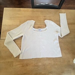 Cream long sleeve sweater crop top